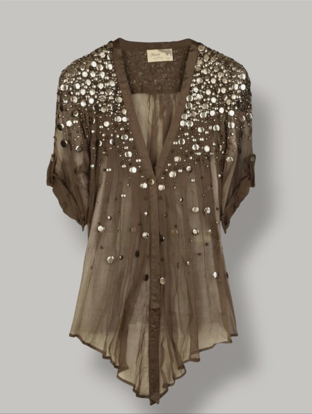 Elizabeth and James Silk Sequin Beaded Top
